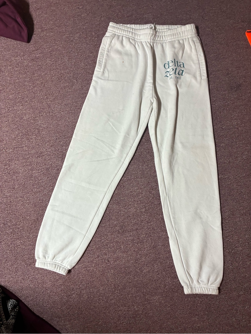 Charles River Apparel White Kids Sweatpants with Delta Zeta Logo